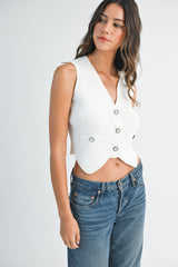RAFAELLA BUTTON FRONT KNIT VEST