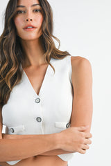 RAFAELLA BUTTON FRONT KNIT VEST