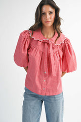 REINHELD SCALLOPED DETAIL PLAID SHIRTS