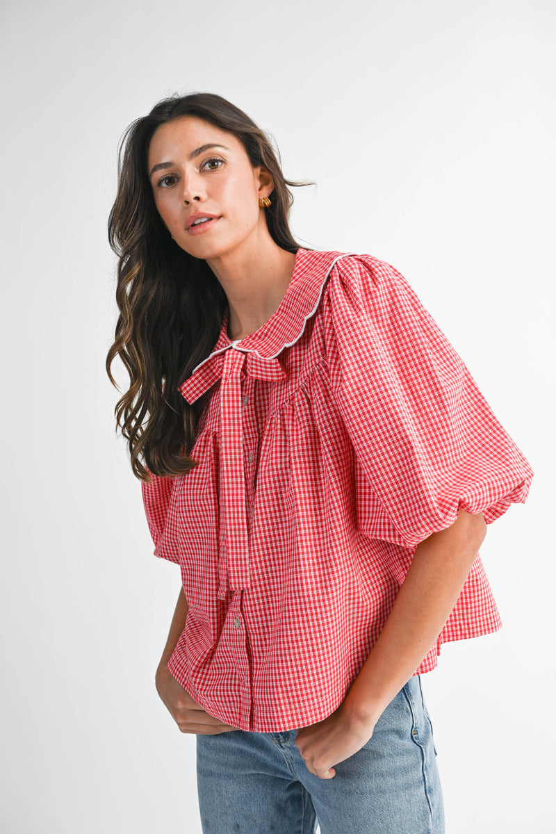 REINHELD SCALLOPED DETAIL PLAID SHIRTS