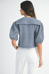 JULIETTE GINGHAM BIB COLLAR SHIRT