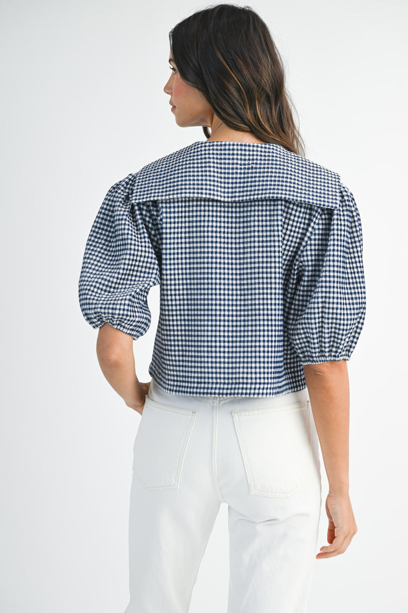 JULIETTE GINGHAM BIB COLLAR SHIRT