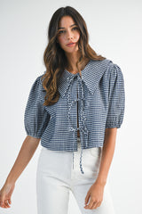 JULIETTE GINGHAM BIB COLLAR SHIRT