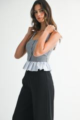 MARKEE STRIPED CONTRAST SLEEVELESS TOP