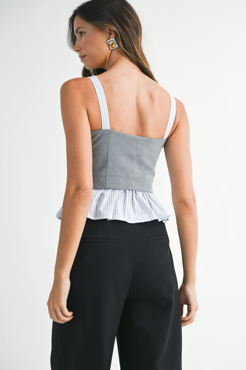 MARKEE STRIPED CONTRAST SLEEVELESS TOP
