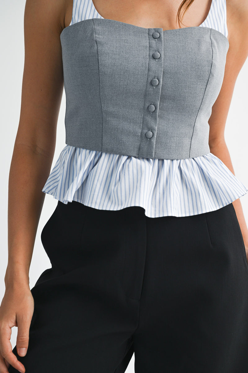 MARKEE STRIPED CONTRAST SLEEVELESS TOP