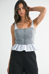 MARKEE STRIPED CONTRAST SLEEVELESS TOP
