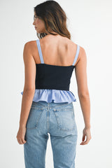MARKEE STRIPED CONTRAST SLEEVELESS TOP