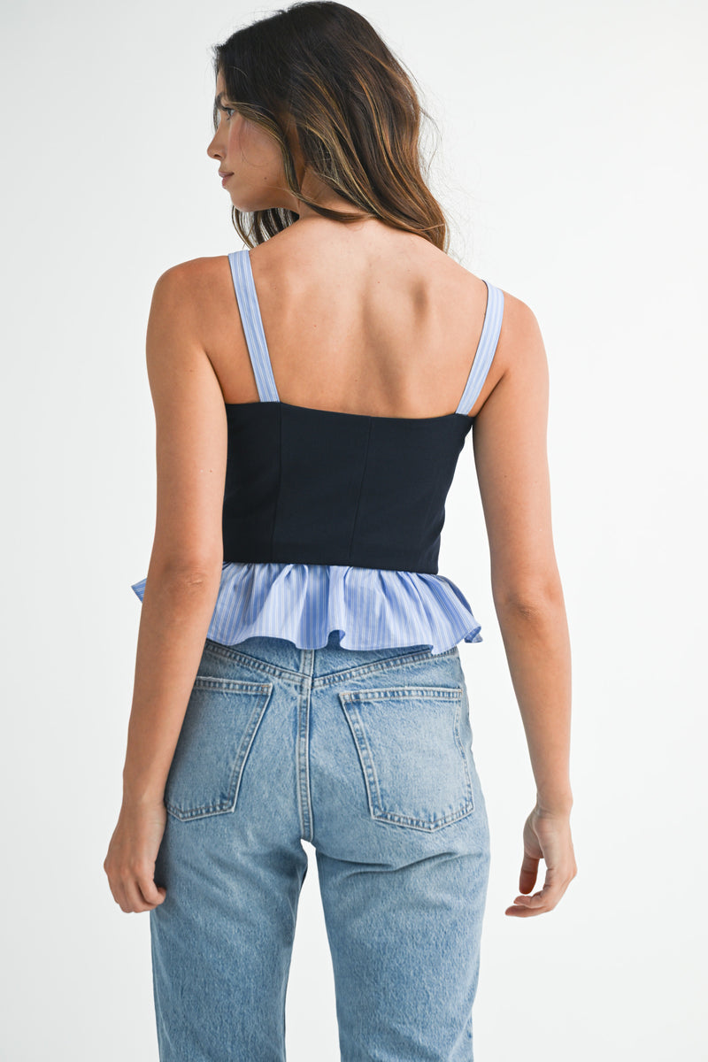 MARKEE STRIPED CONTRAST SLEEVELESS TOP