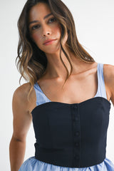 MARKEE STRIPED CONTRAST SLEEVELESS TOP