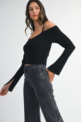 SAINA RIB LONG SLEEVE SWEATER
