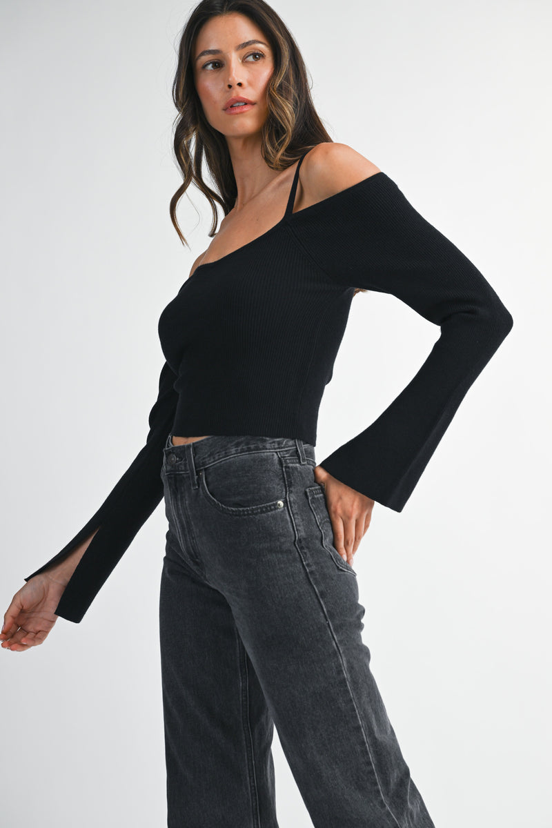 SAINA RIB LONG SLEEVE SWEATER