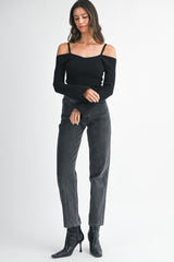 SAINA RIB LONG SLEEVE SWEATER