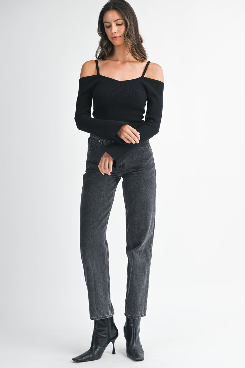 SAINA RIB LONG SLEEVE SWEATER