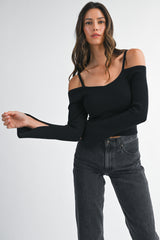 SAINA RIB LONG SLEEVE SWEATER