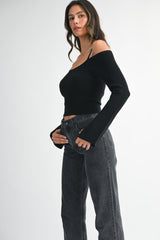 SAINA RIB LONG SLEEVE SWEATER