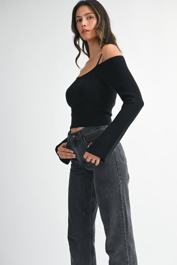 SAINA RIB LONG SLEEVE SWEATER