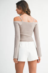 SAINA RIB LONG SLEEVE SWEATER