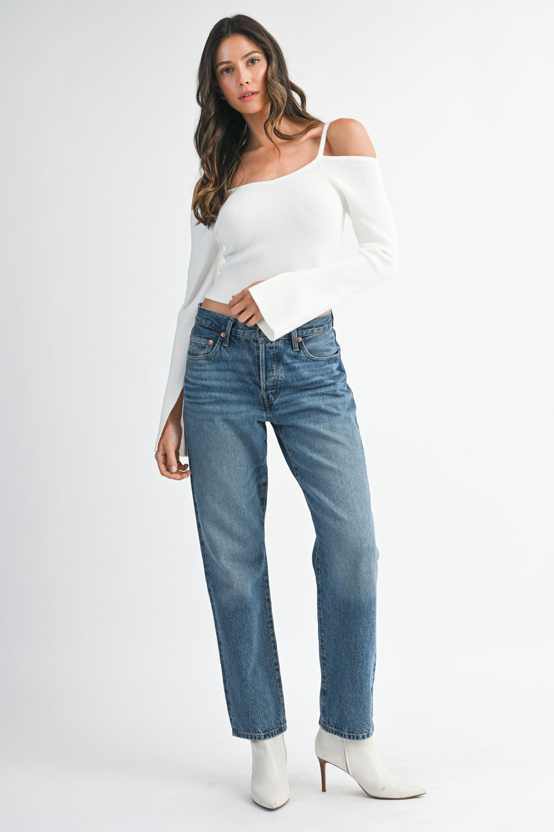 SAINA RIB LONG SLEEVE SWEATER