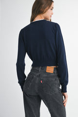 JWALA LACE CONTRAST KNIT CARDIGAN TOP