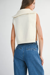 JORDIN VEST KNIT TOP WITH ZIP NECK