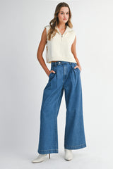 JORDIN VEST KNIT TOP WITH ZIP NECK