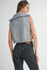 JORDIN VEST KNIT TOP WITH ZIP NECK