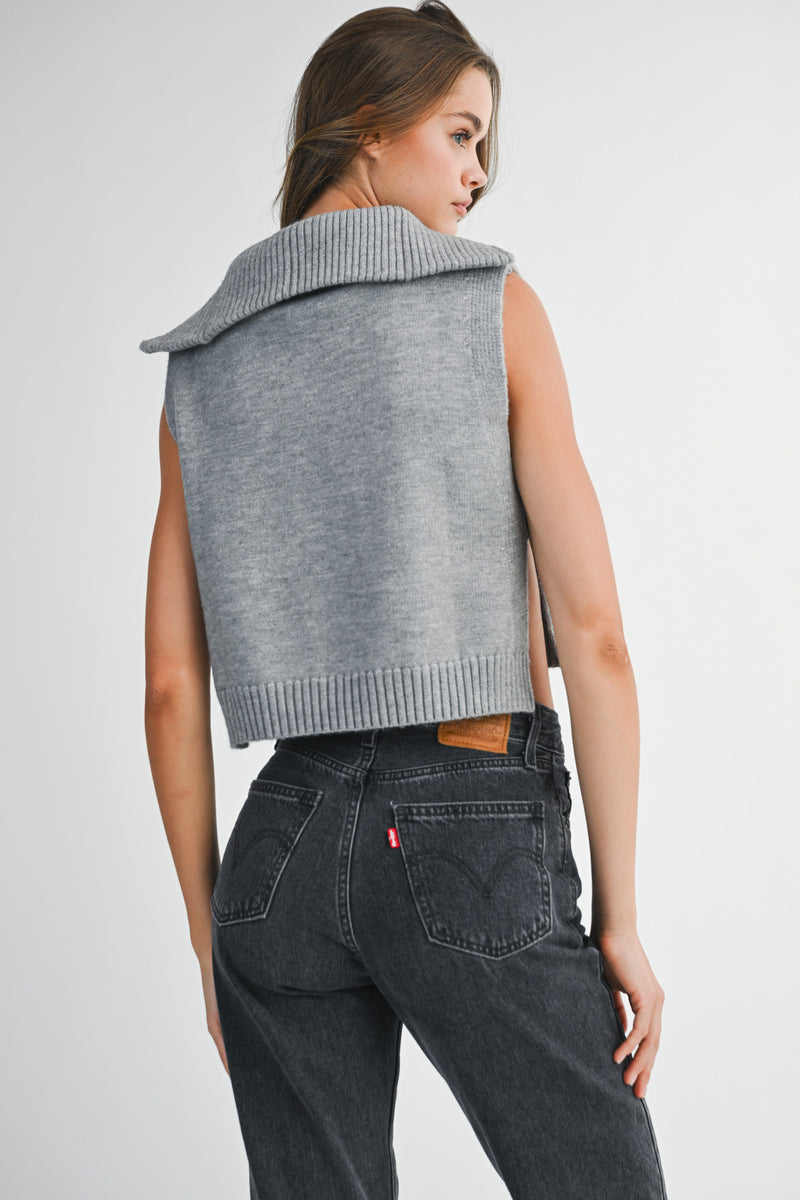 JORDIN VEST KNIT TOP WITH ZIP NECK