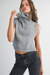 JORDIN VEST KNIT TOP WITH ZIP NECK