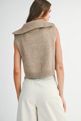 JORDIN VEST KNIT TOP WITH ZIP NECK