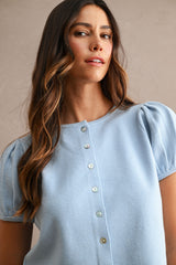 FINLEY KNITTED PUFF SLEEVES CARDIGAN TOP