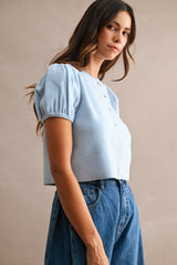 FINLEY KNITTED PUFF SLEEVES CARDIGAN TOP