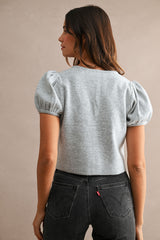 FINLEY KNITTED PUFF SLEEVES CARDIGAN TOP