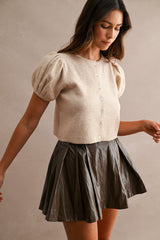 FINLEY KNITTED PUFF SLEEVES CARDIGAN TOP