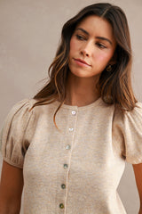 FINLEY KNITTED PUFF SLEEVES CARDIGAN TOP