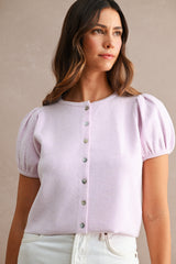 FINLEY KNITTED PUFF SLEEVES CARDIGAN TOP