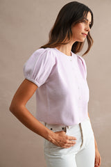 FINLEY KNITTED PUFF SLEEVES CARDIGAN TOP