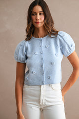 LINDEN CROCHET 3D FLORAL KNIT TOP