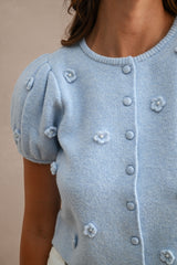LINDEN CROCHET 3D FLORAL KNIT TOP