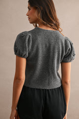 LINDEN CROCHET 3D FLORAL KNIT TOP