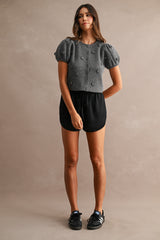 LINDEN CROCHET 3D FLORAL KNIT TOP