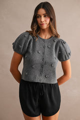 LINDEN CROCHET 3D FLORAL KNIT TOP