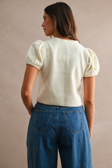 LINDEN CROCHET 3D FLORAL KNIT TOP