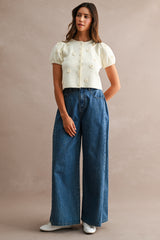 LINDEN CROCHET 3D FLORAL KNIT TOP