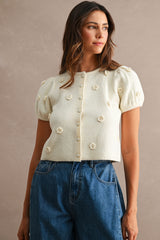 LINDEN CROCHET 3D FLORAL KNIT TOP