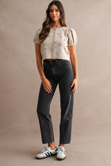 LINDEN CROCHET 3D FLORAL KNIT TOP