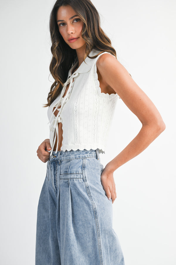 KRYSSA KNIT CROP VEST TOP