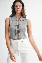 KRYSSA KNIT CROP VEST TOP