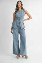 TALINA DENIM TAILORED LONGLINE VEST