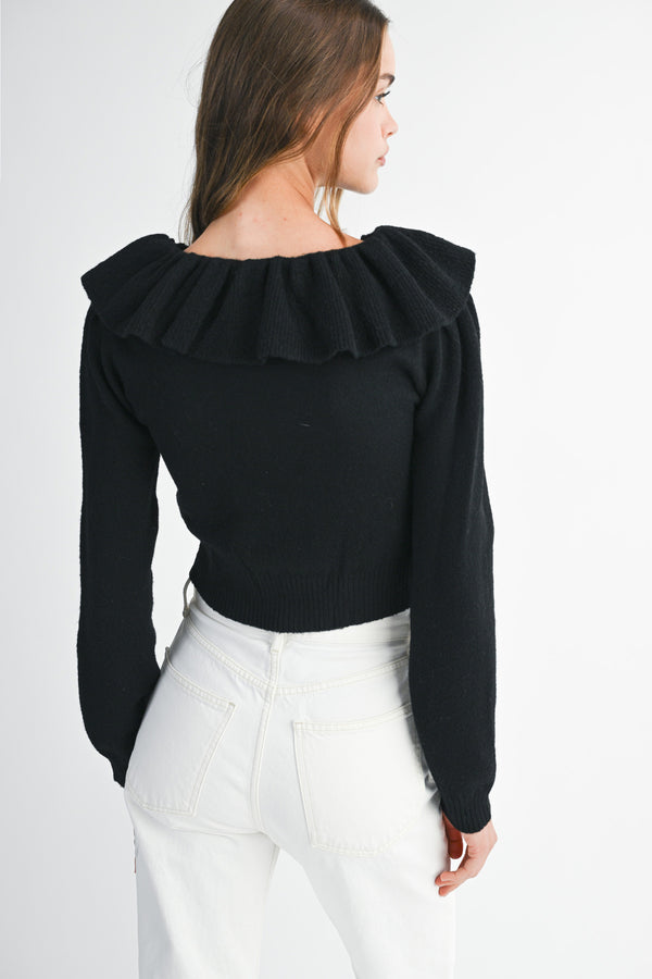 MYRA RUFFLE NECK SWEATER TOP